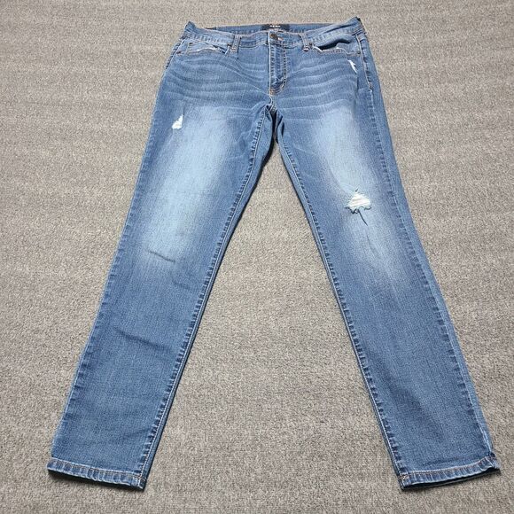 Aero Womens Jeans 12 Reg Blue High Rise Distressed Slim Straight Denim Pants - Picture 1 of 9